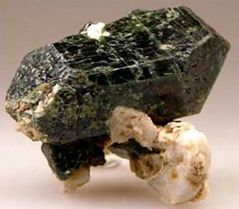 Diopside on albite from "Green Diopside" site on location map