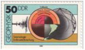 The German Democratic Republic commemorated geophysical research with a postage stamp depicting the earth's interior in 1980. 
