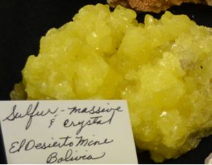 Linda Schmidtgall’s sulfur was the largest and brightest of several that were brought to the event.  