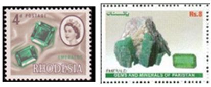 Rhodesia and Pakistan are two more countries that have honored the emerald on a postage stamp. 
